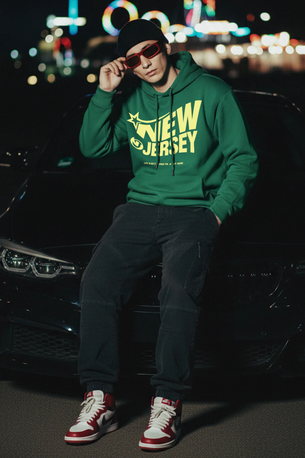 New jersey Green Oversized Printed Hoodie - Image 4
