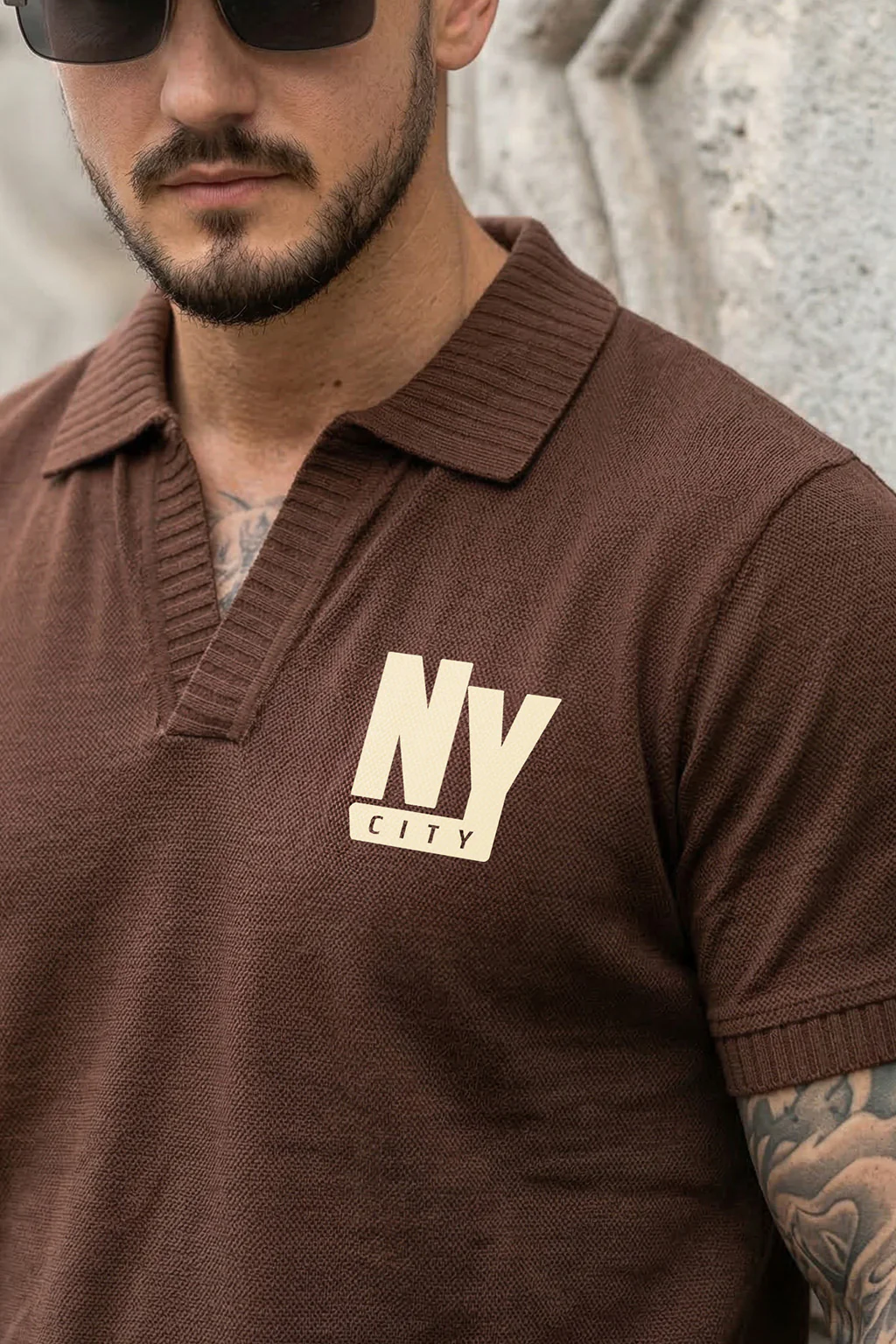 New York Chocolate Rib Collar Economic Regular Fit Pique Polo - Image 2