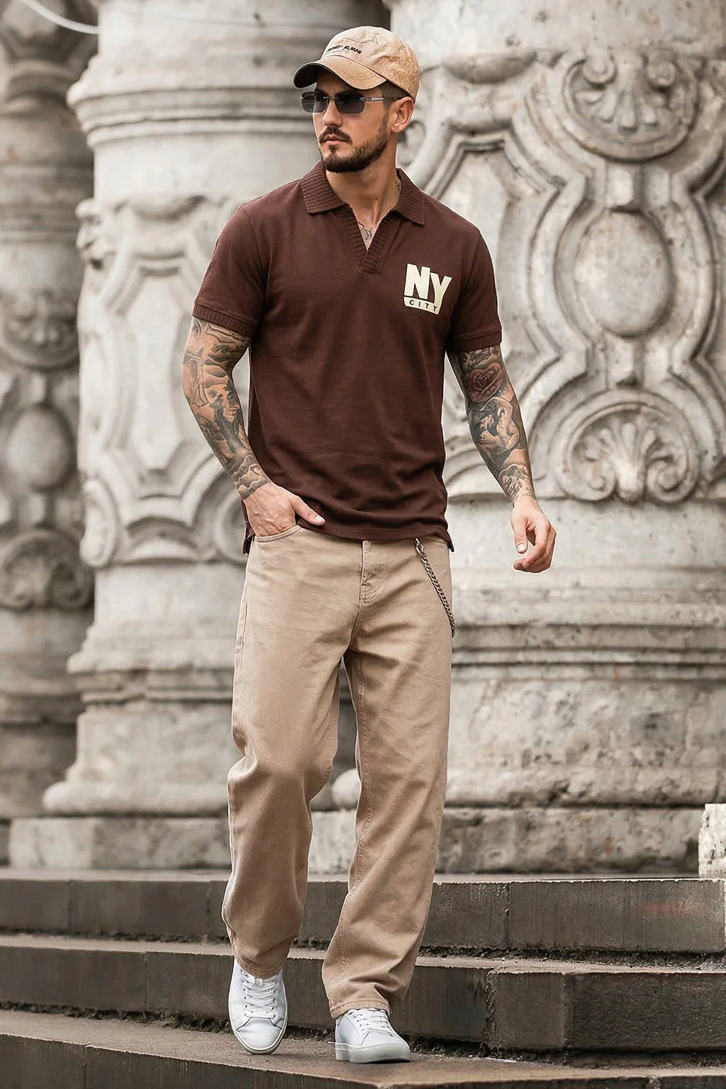 New York Chocolate Rib Collar Economic Regular Fit Pique Polo - Image 6