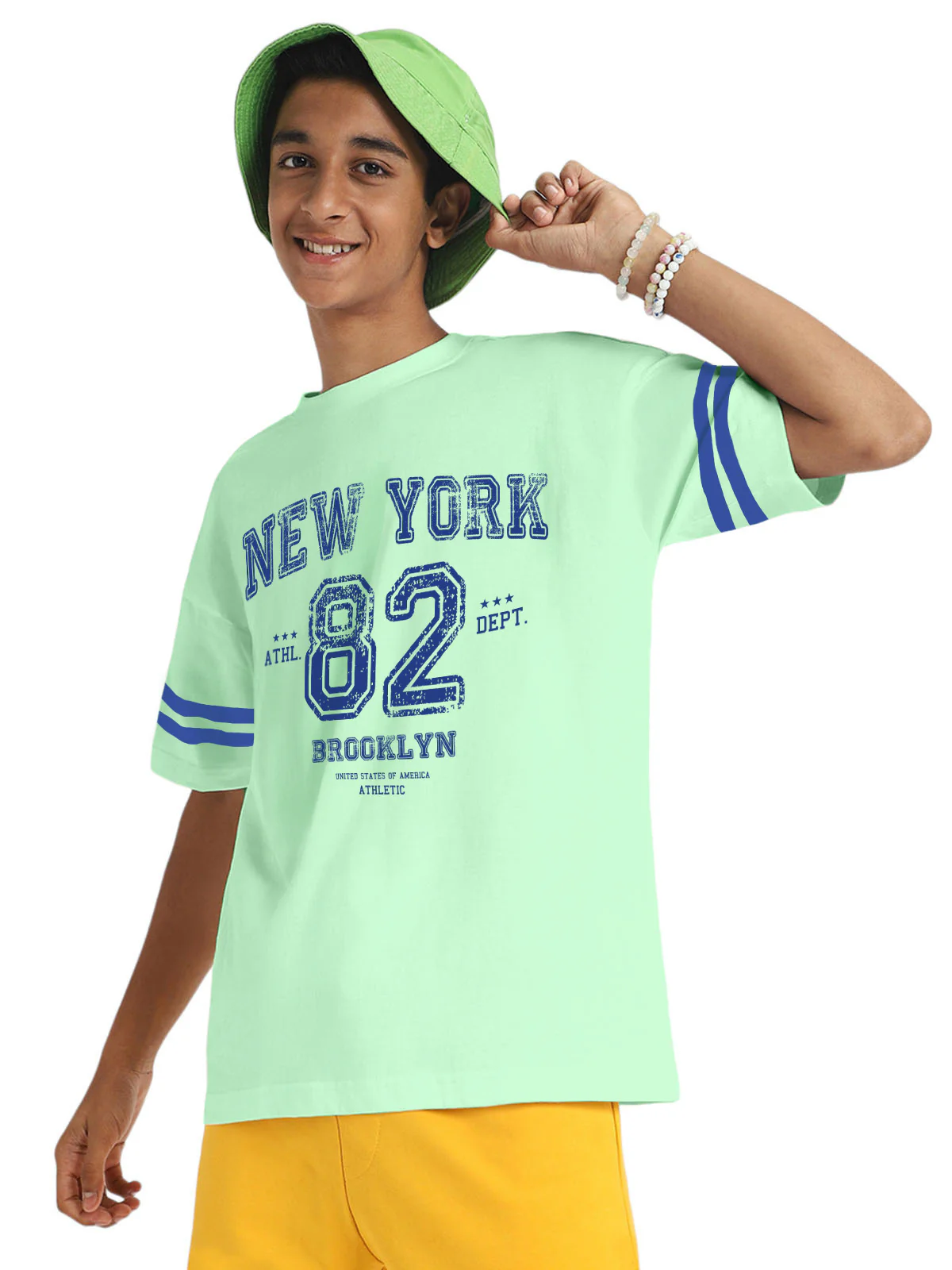 New York Mint Green Oversized Graphic Printed Boys T-shirt - Image 5