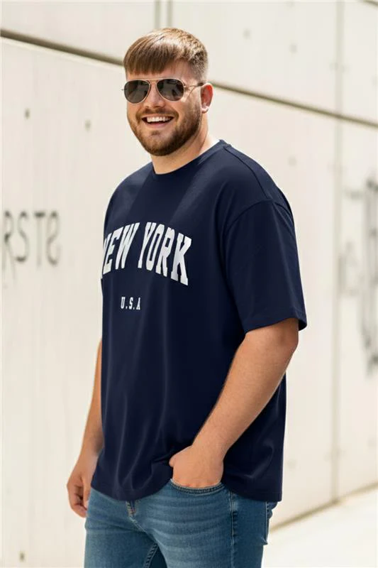 New York Navy Graphic Printed Plus Size T-shirt - Image 2