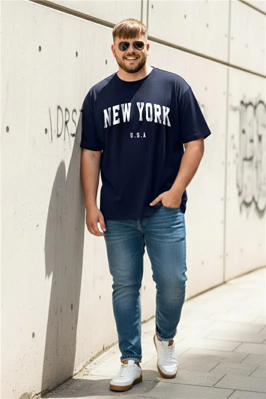 New York Navy Graphic Printed Plus Size T-shirt - Image 4