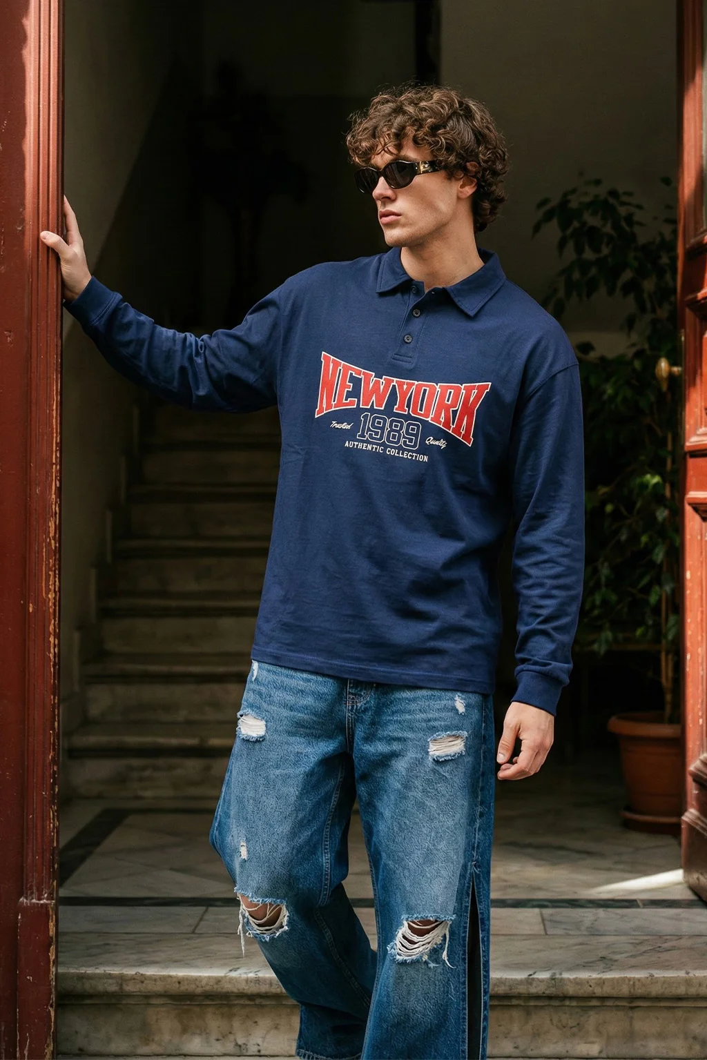 New York Navy Oversized Full Sleeve Exclusive Polo T-shirt - Image 6
