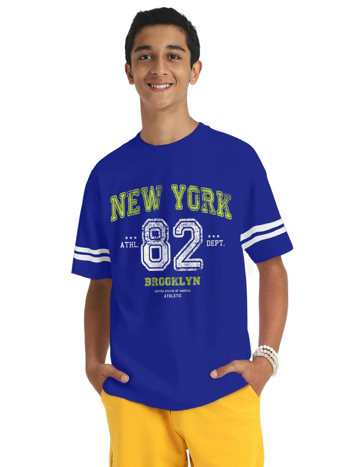 New York Royalblue Oversized Graphic Printed Boys T-shirt - Image 2
