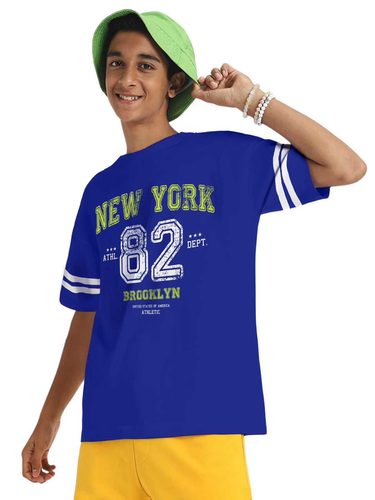 New York Royalblue Oversized Graphic Printed Boys T-shirt - Image 5