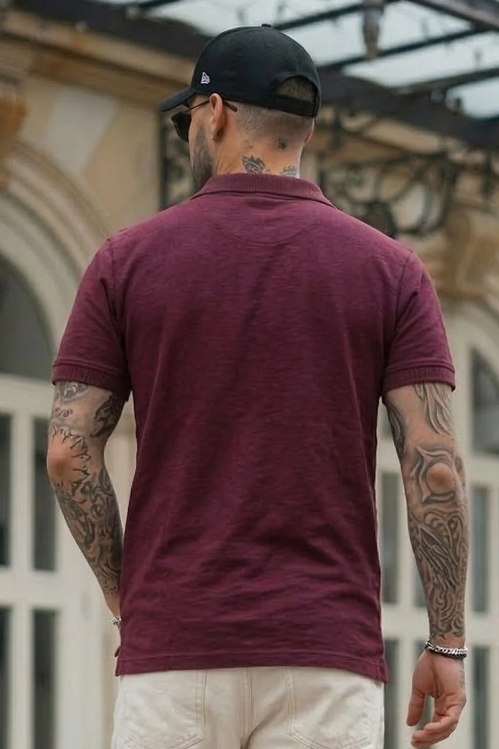 New York Wine Rib Collar Economic Regular Fit Pique Polo - Image 4