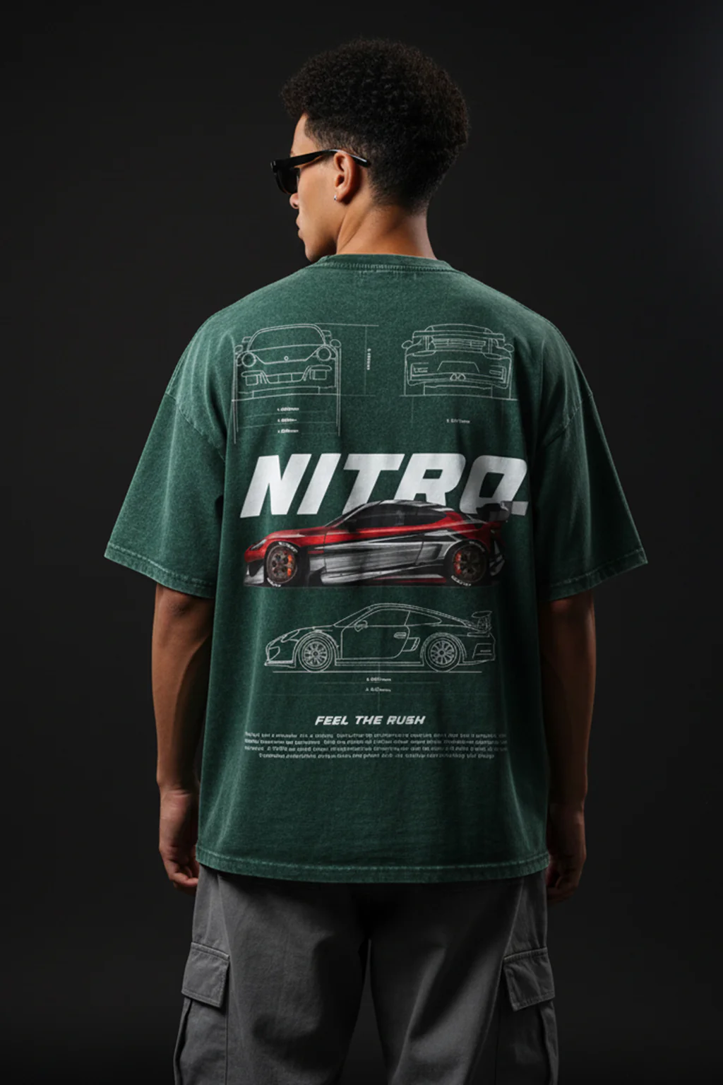 NITRO Oversized Acid Washed Graphic Back Printed Exclusive T-shirt - Image 3