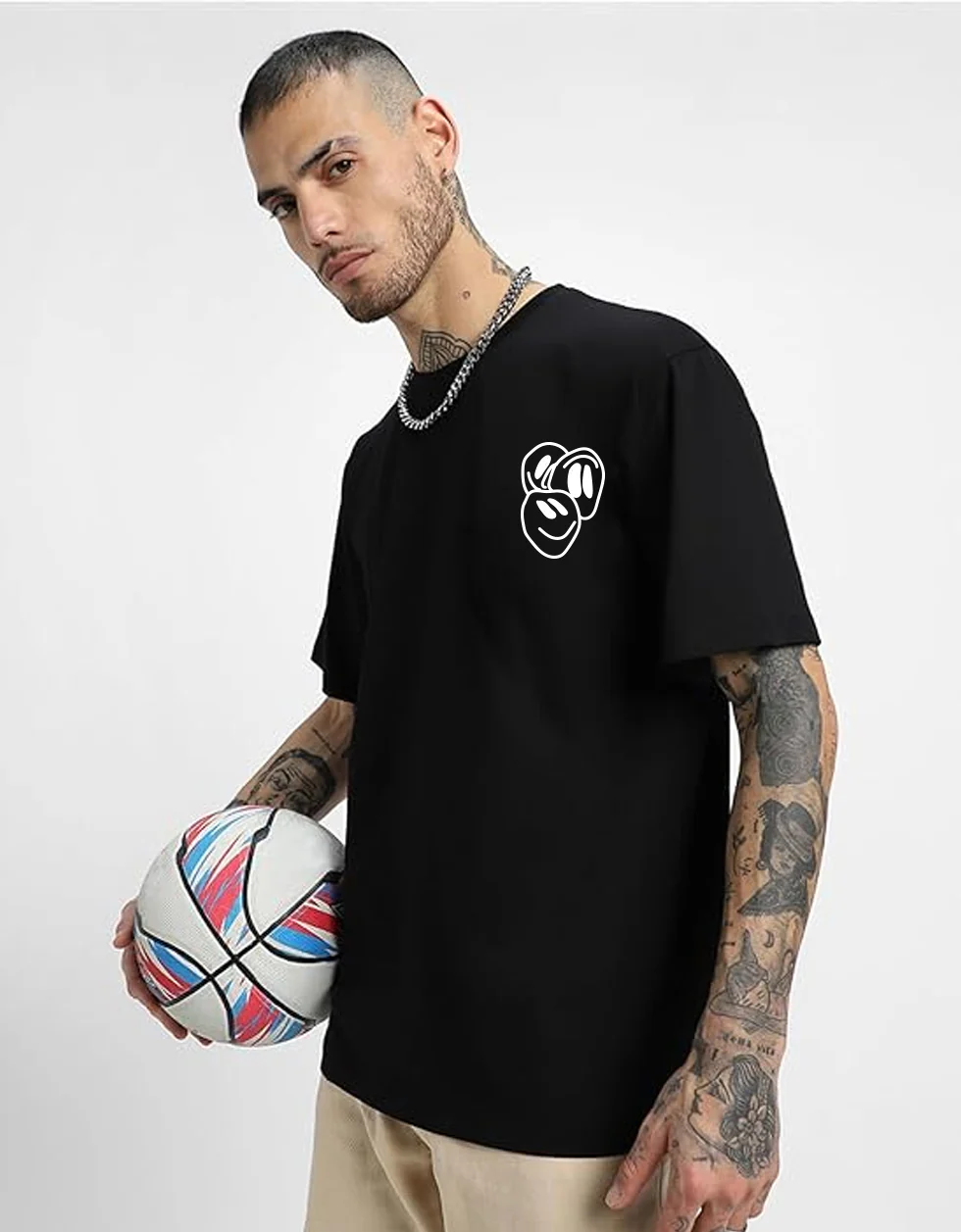 NO MERCY Black Back Oversized Typographic Printed T-shirt - Image 4