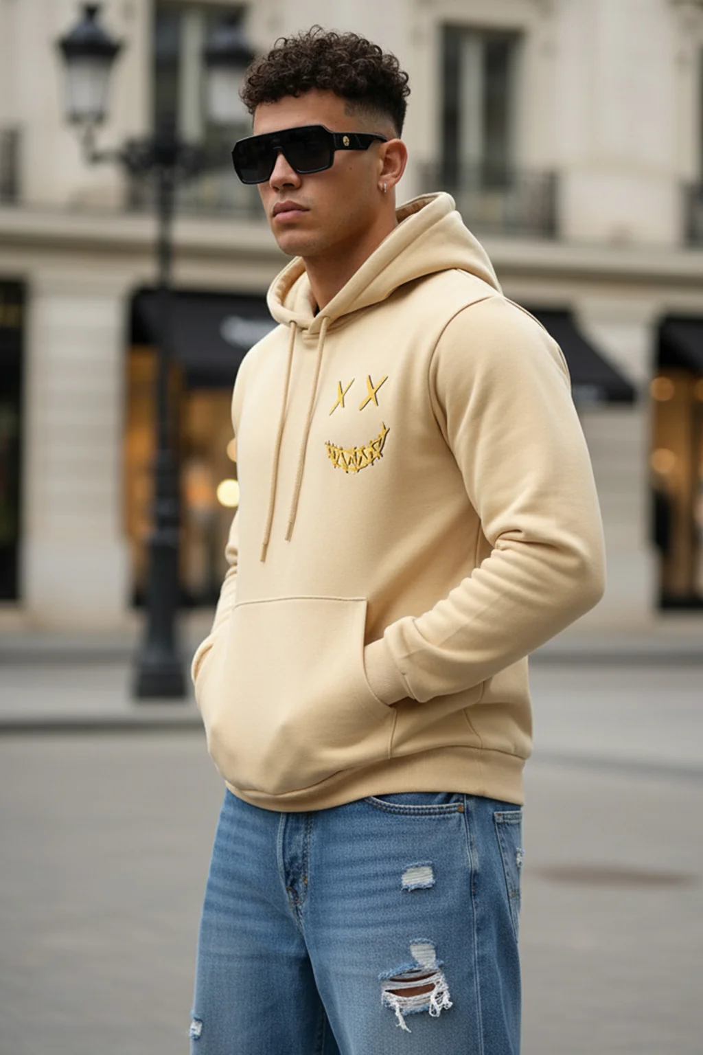 Noise Beige Regular Fit Back Printed Hoodie - Image 3