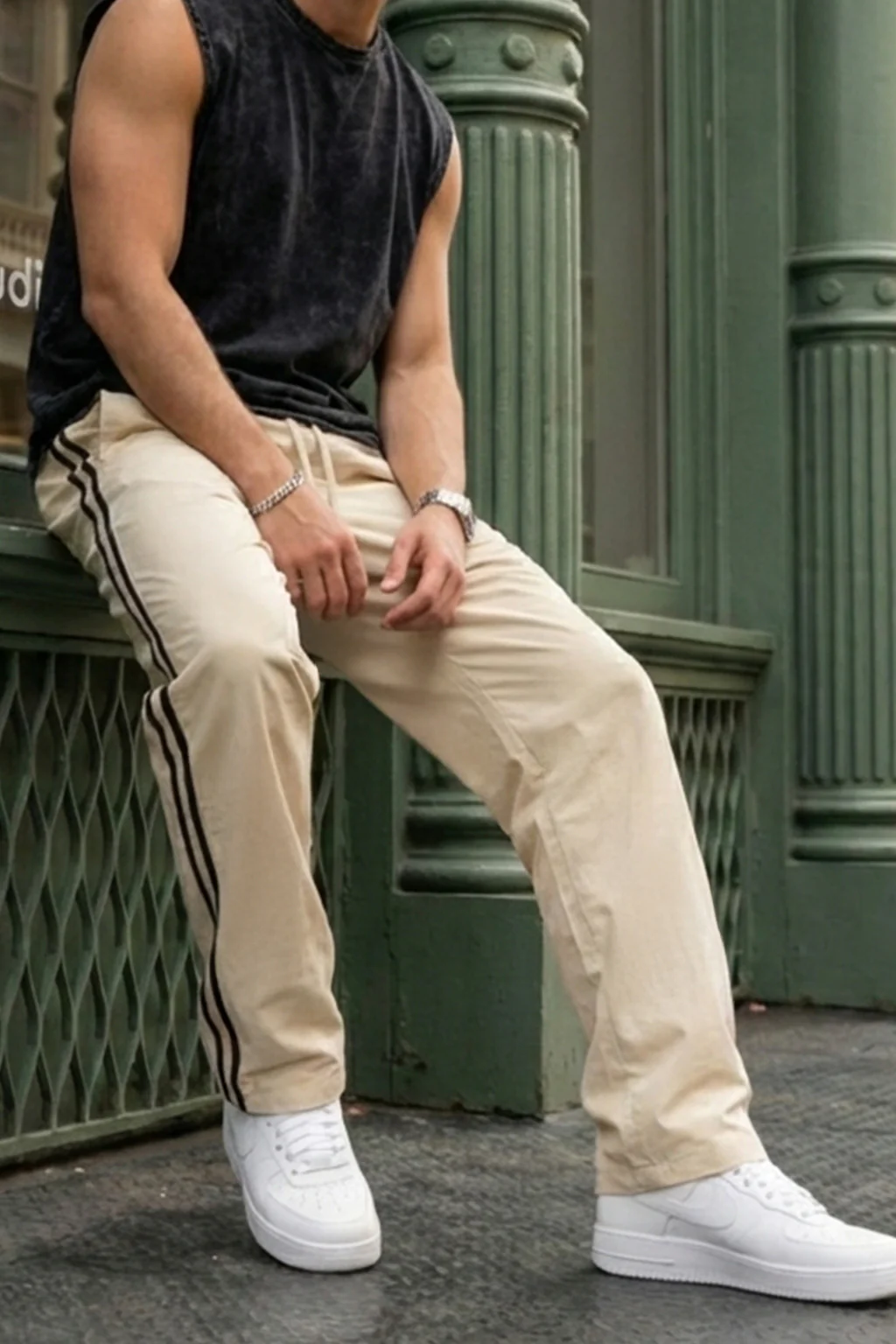 Nothing Impossible Beige Side Stripe Exclusive Knitted Cargo - Image 6