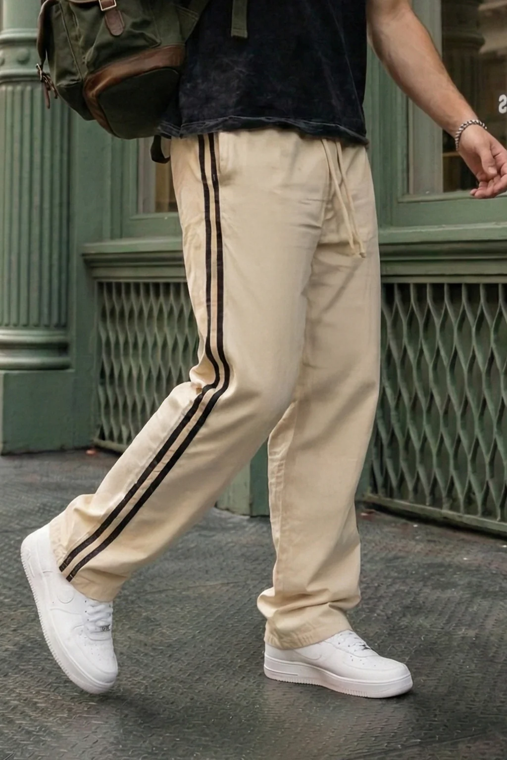 Nothing Impossible Beige Side Stripe Exclusive Knitted Cargo - Image 7