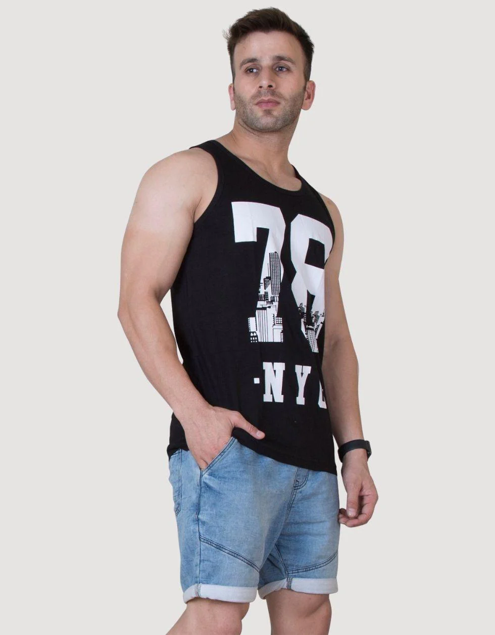 NYC Cotton Printed Gym Printed Gym Men's Vest - Image 5