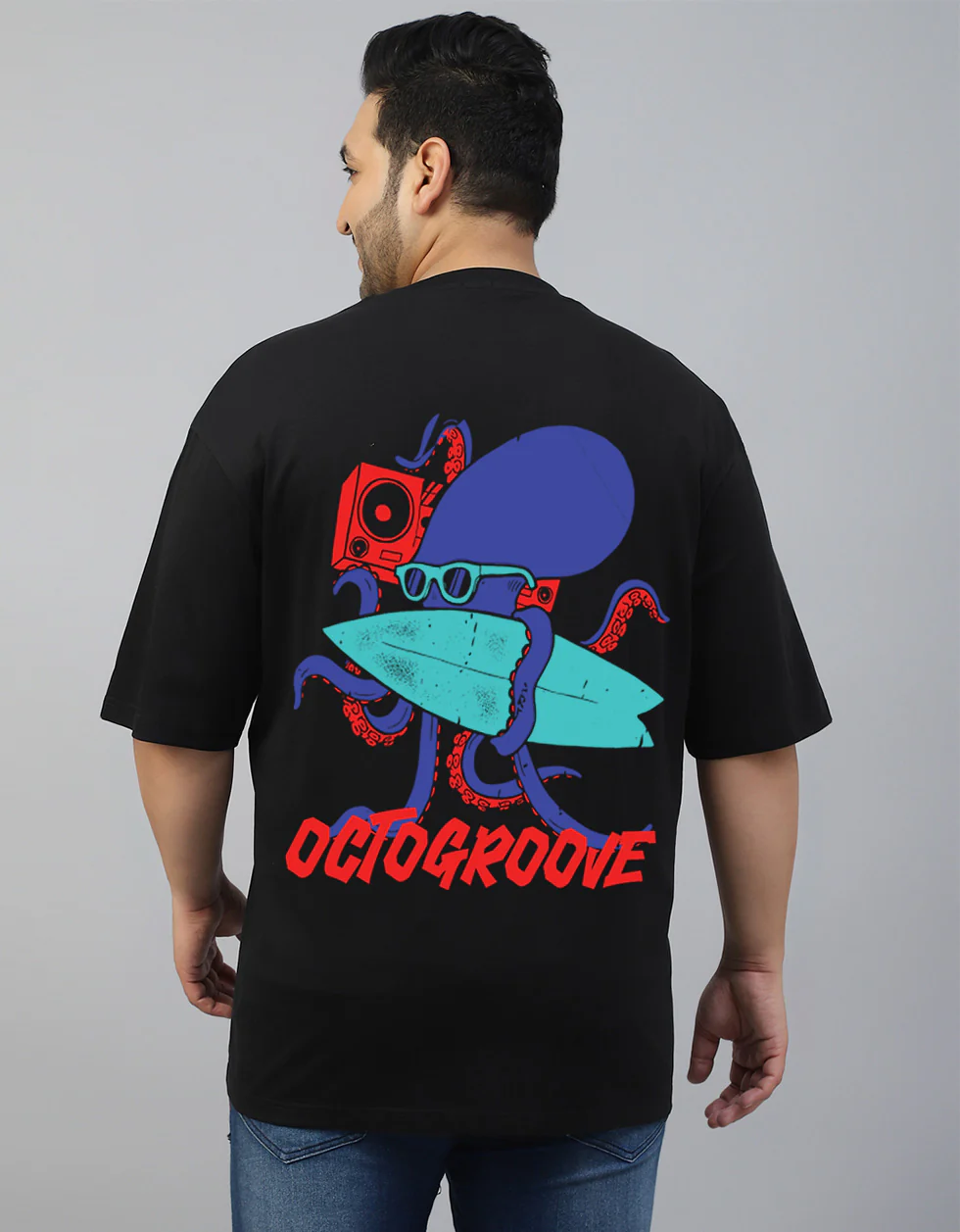 Octogroove Black Back Printed Plus Size T-shirt - Image 2