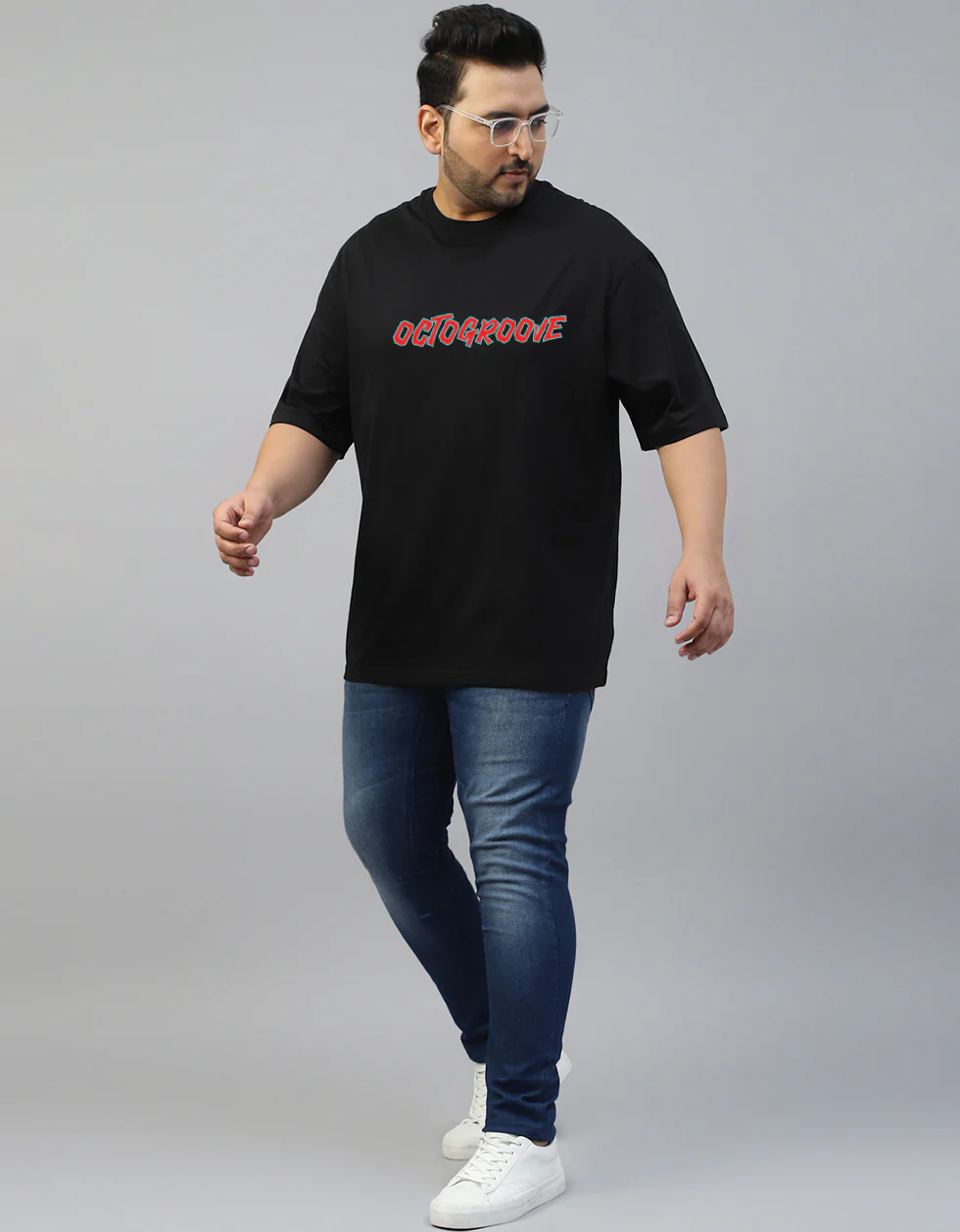 Octogroove Black Back Printed Plus Size T-shirt - Image 3