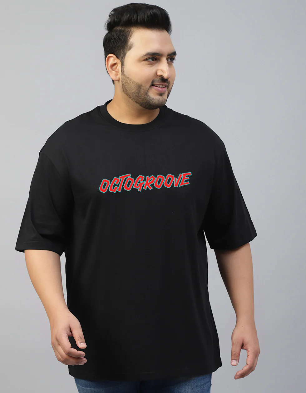 Octogroove Black Back Printed Plus Size T-shirt - Image 4