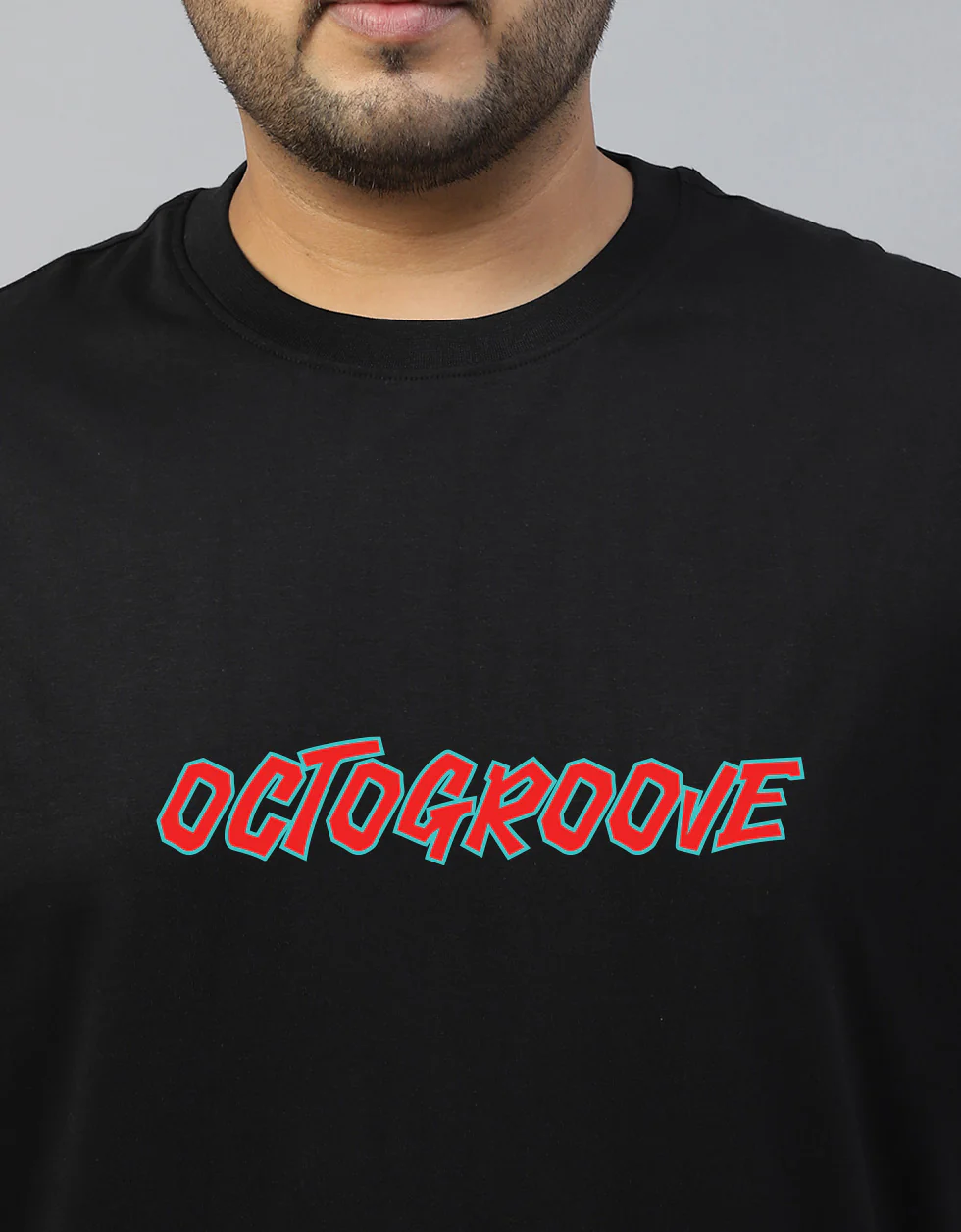 Octogroove Black Back Printed Plus Size T-shirt - Image 5