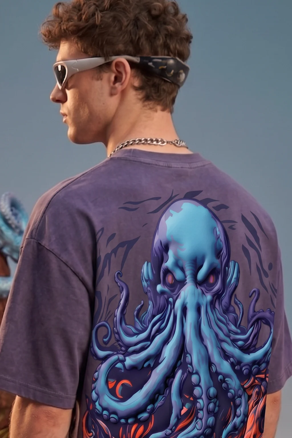 Octopus Blue 3D Puff Print Exclusive T-shirt Supreme Edition - Image 2