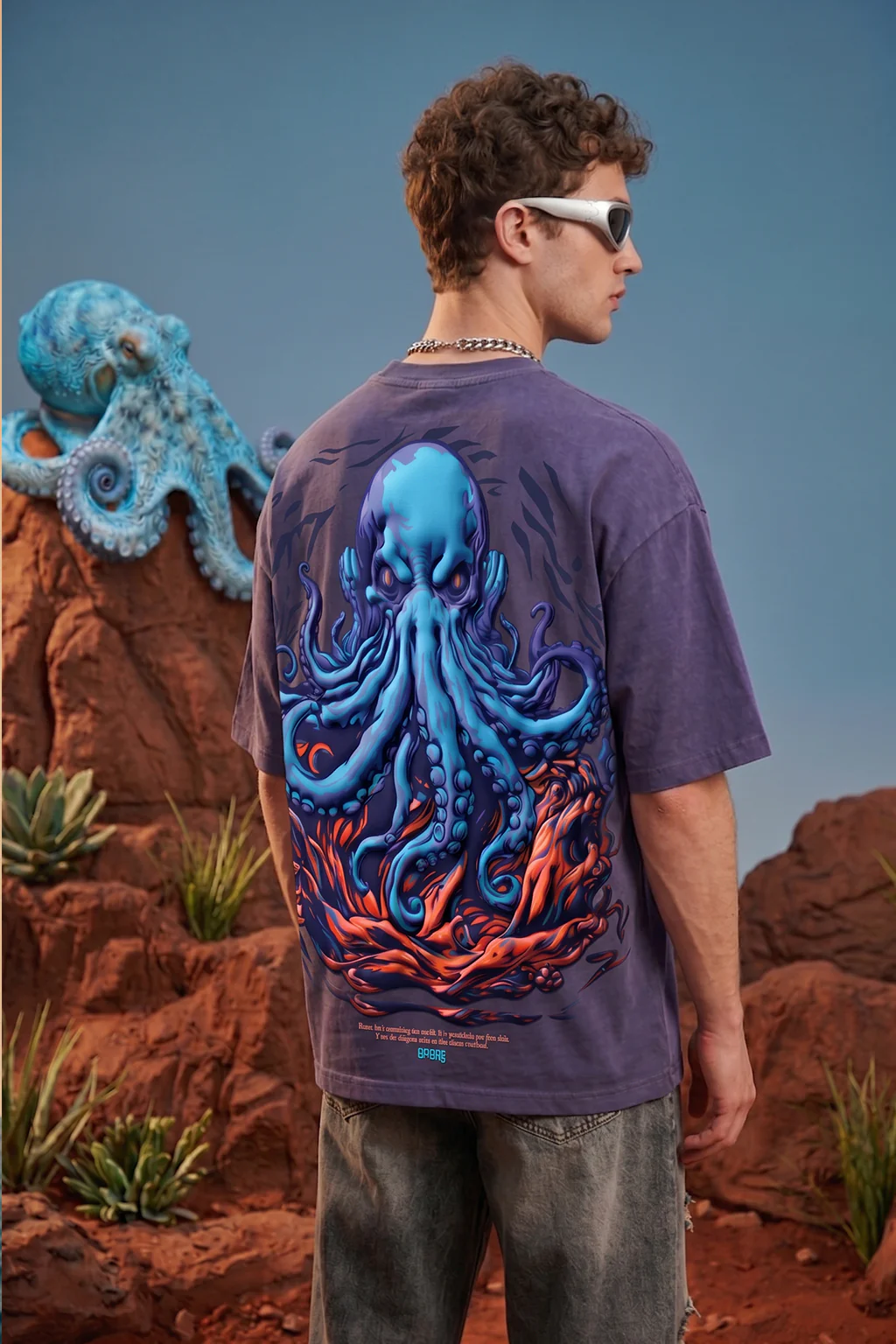 Octopus Blue 3D Puff Print Exclusive T-shirt Supreme Edition - Image 4
