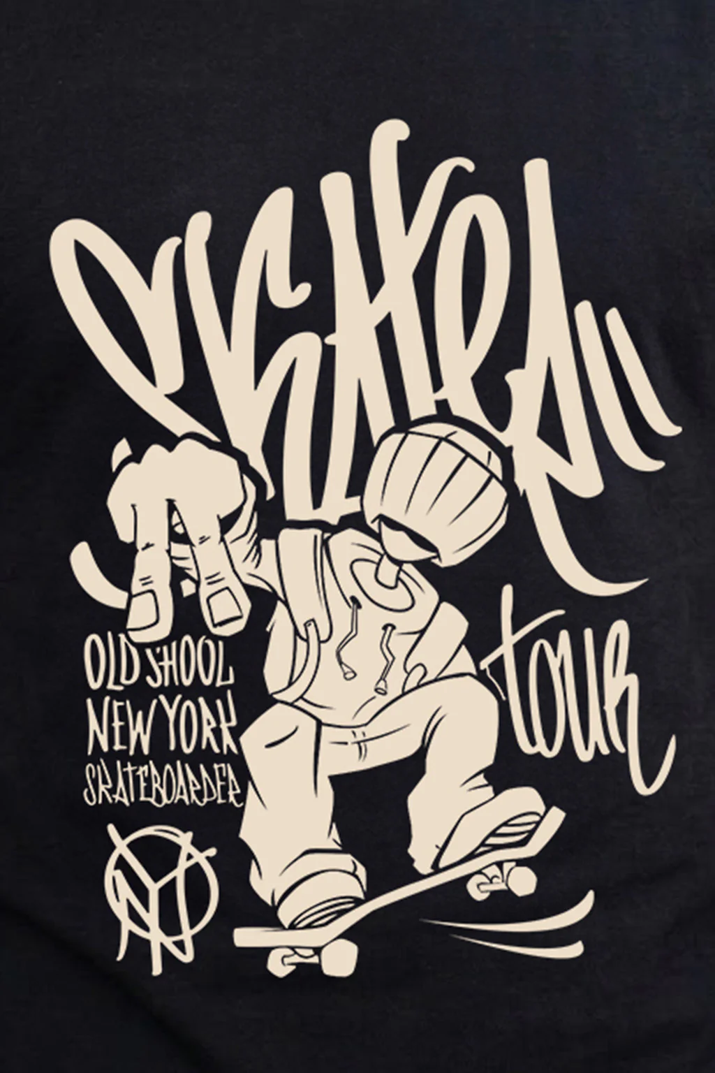 Old School Black Regular Fit Printed T-shirt - Image 2