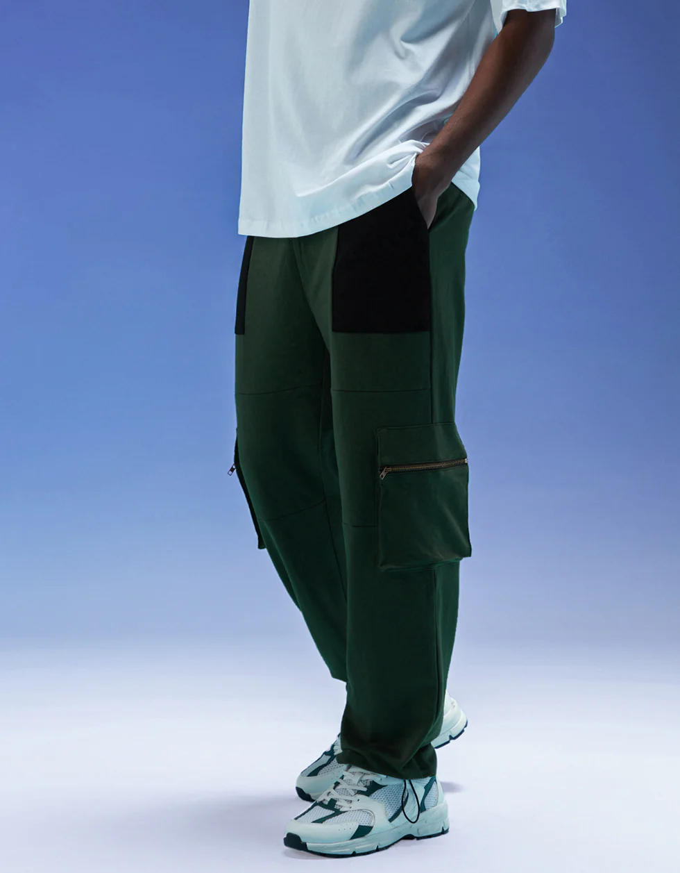 Olive and Black Zipper Detail Knitted Cargo - Image 4
