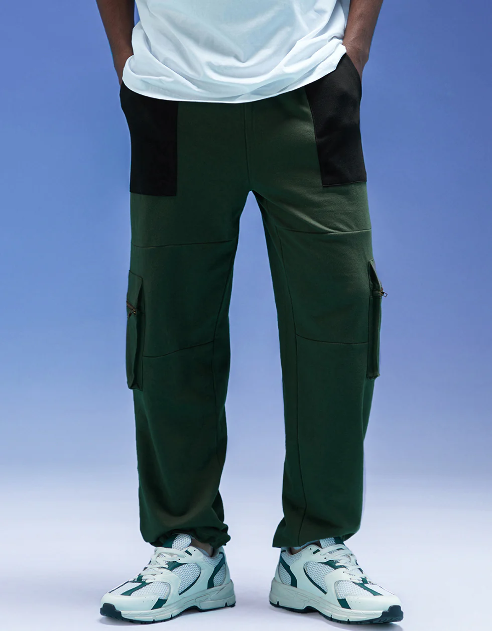 Olive and Black Zipper Detail Knitted Cargo - Image 6