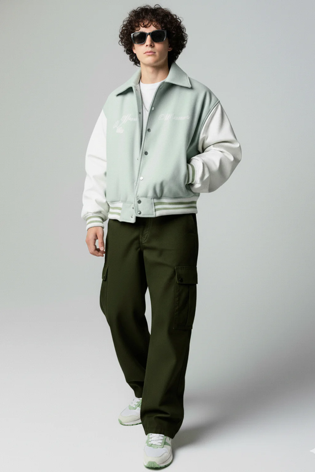 Olive Cut-n-sew Panel Woven Exclusive Cargo Pants with Rivets & Turn-up Hem - Image 6
