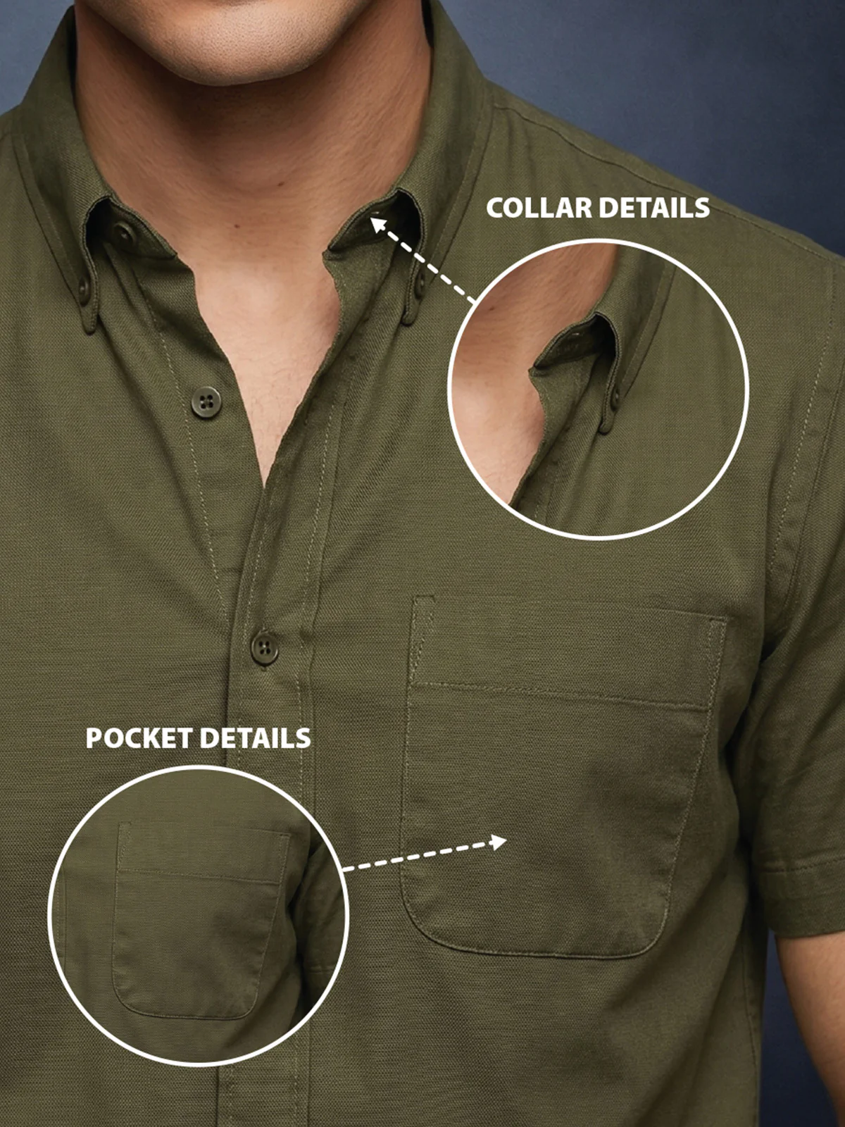Olive Plain Regular Fit Half Sleeve Single Pocket Exclusive Shirt - Image 2