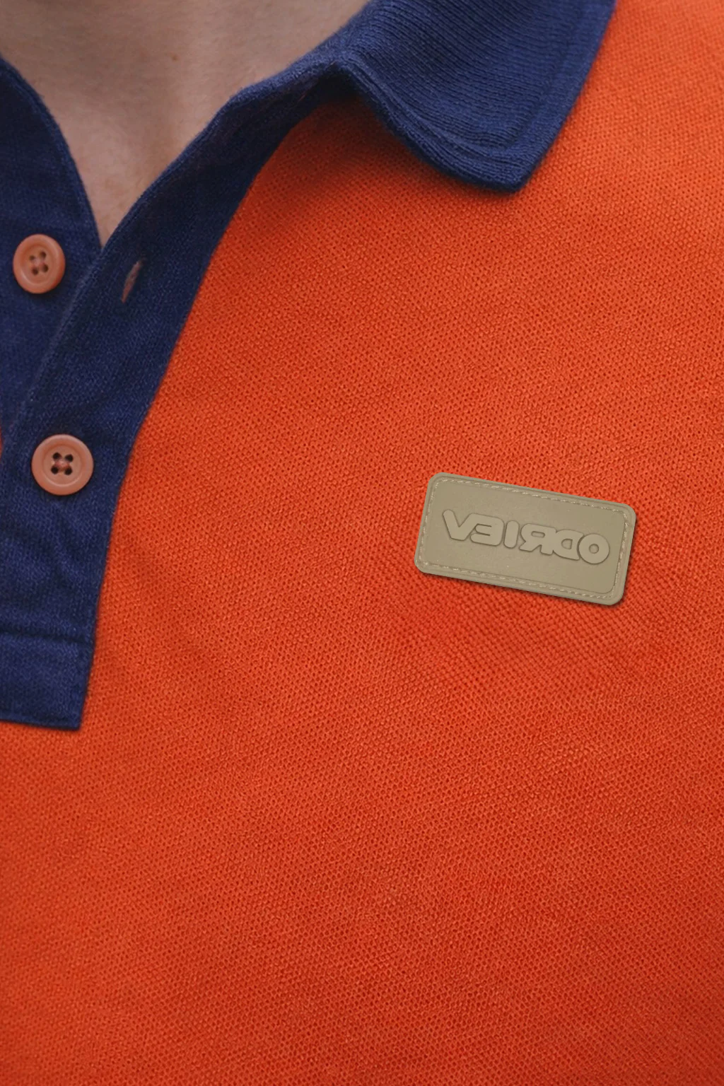 Orange Contrast Collar Economic Regular Fit Pique Polo - Image 2