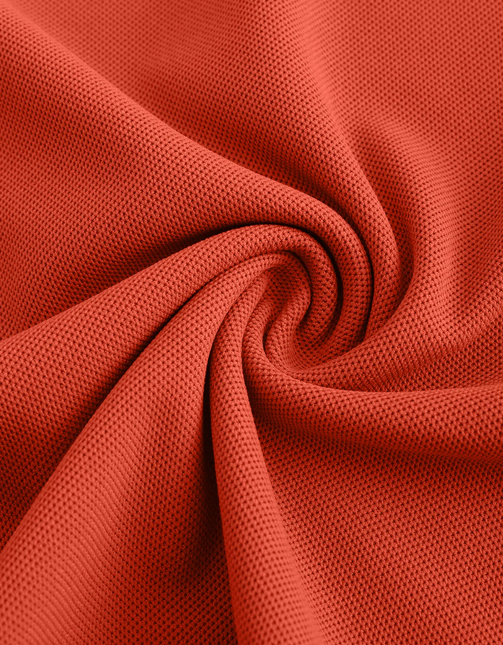 Orange Pique Stripe Collar Regular Fit Tipping Polo T-shirt - Image 5