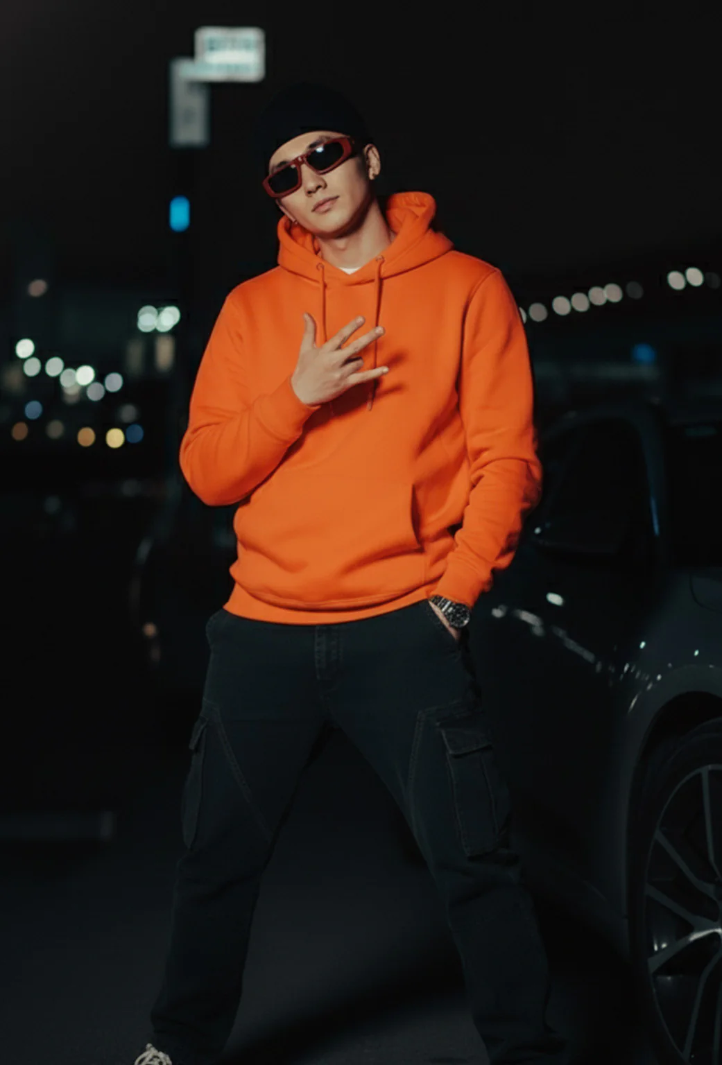 Orange Plain Oversized Fit Hoodie - Image 2
