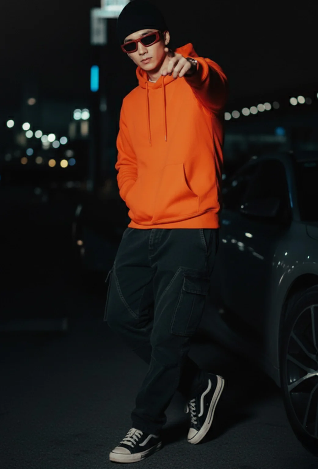 Orange Plain Oversized Fit Hoodie - Image 4