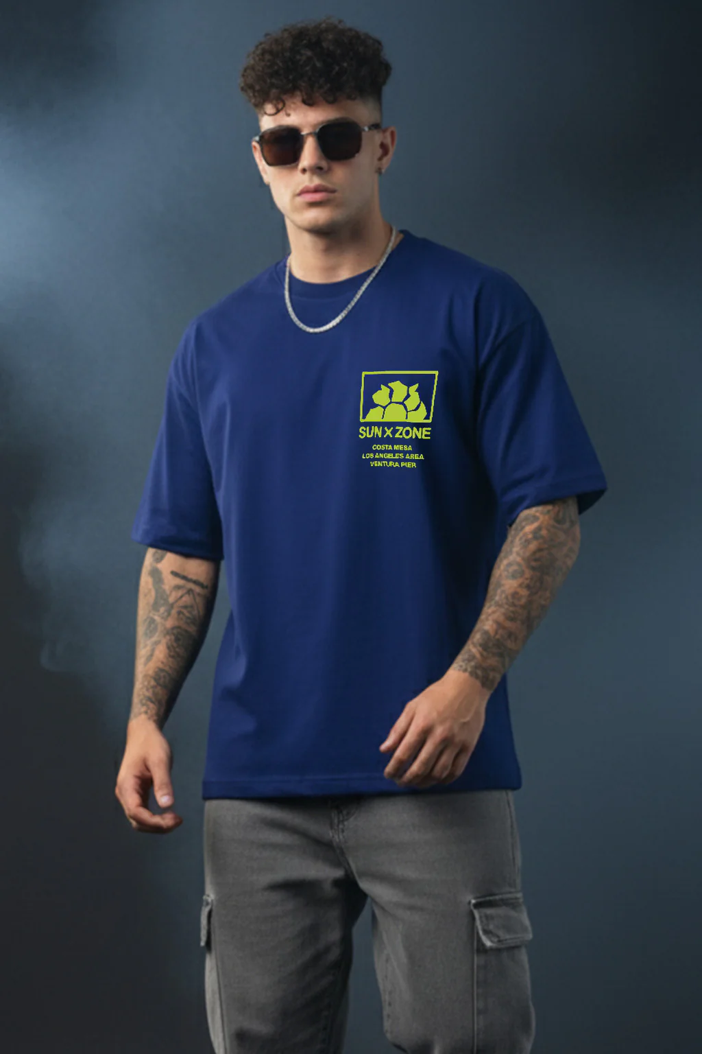 Veirdo Blue Oversized Back Graphic Printed T-shirt - Image 3