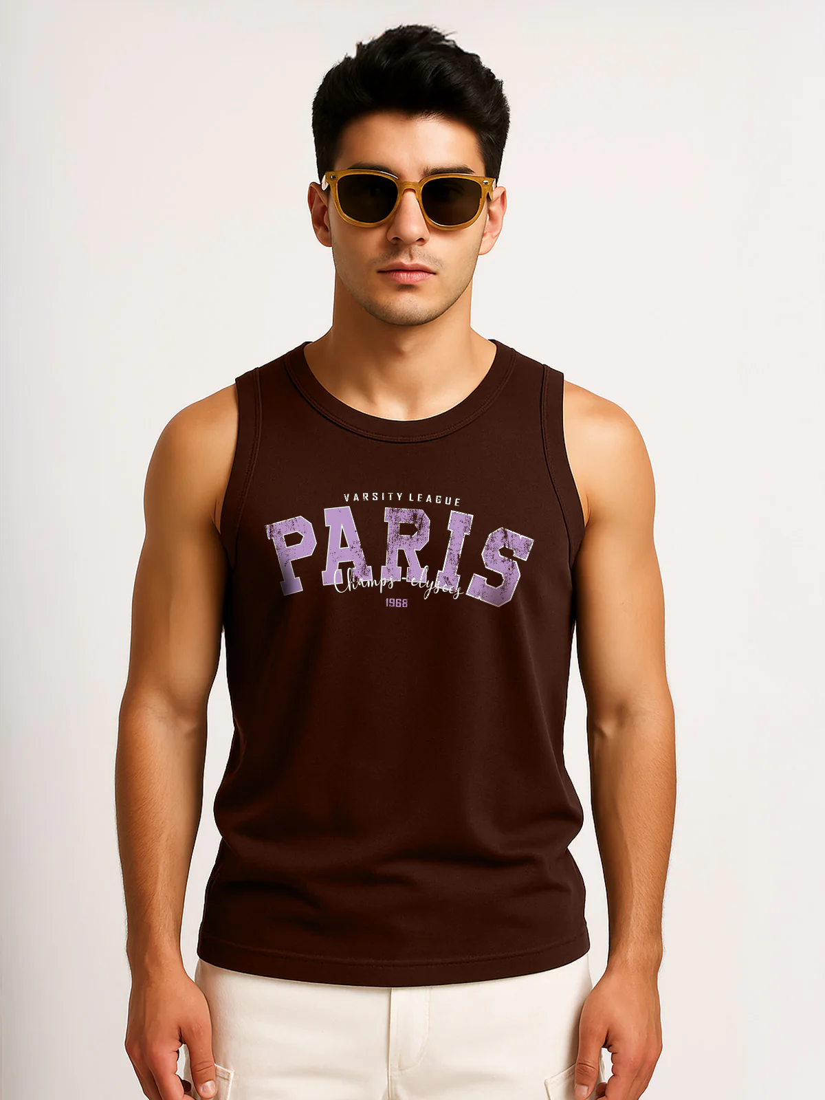 Paris Brown Regular Fit Printed Vest