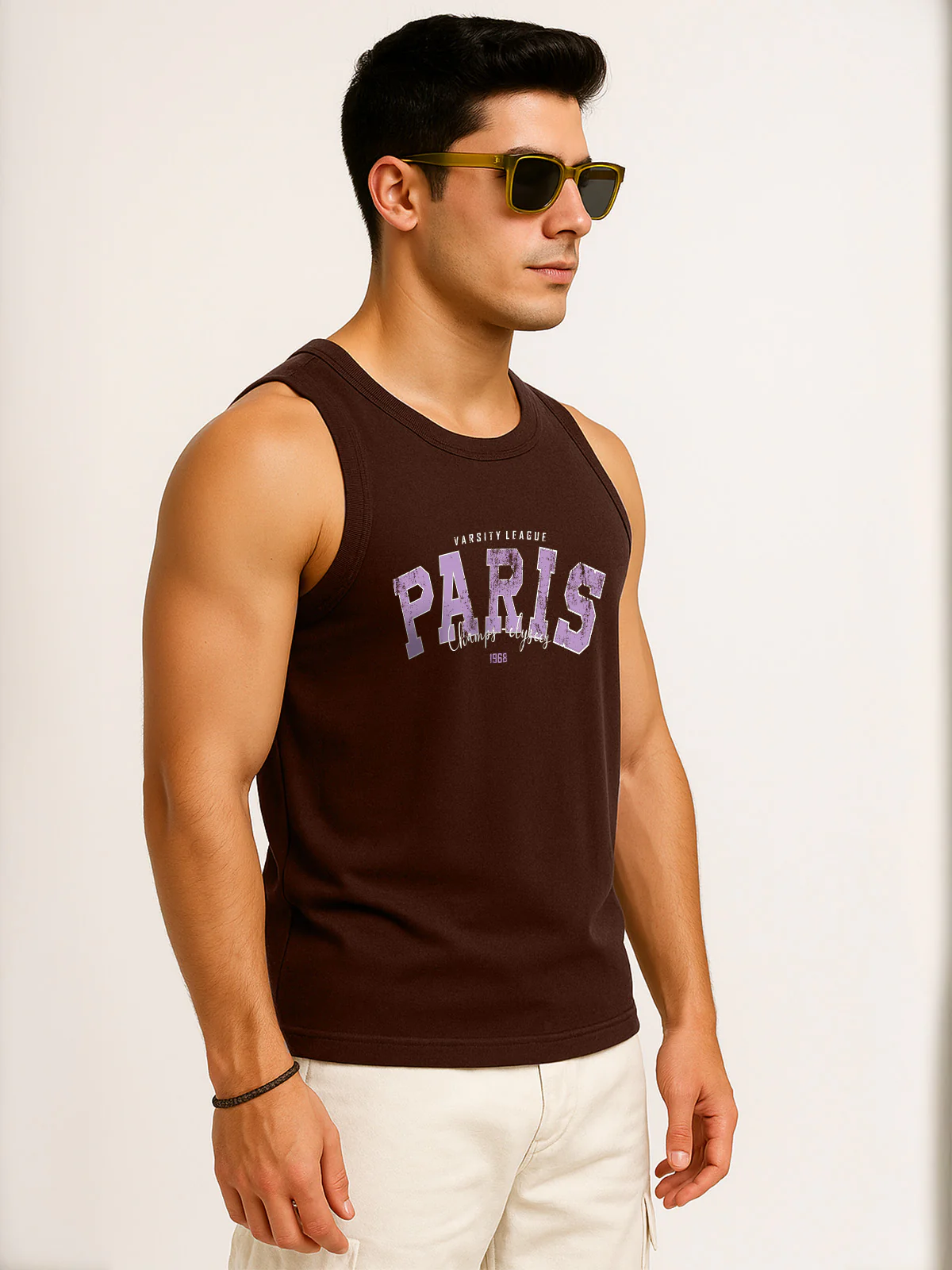 Paris Brown Regular Fit Printed Vest - Image 2