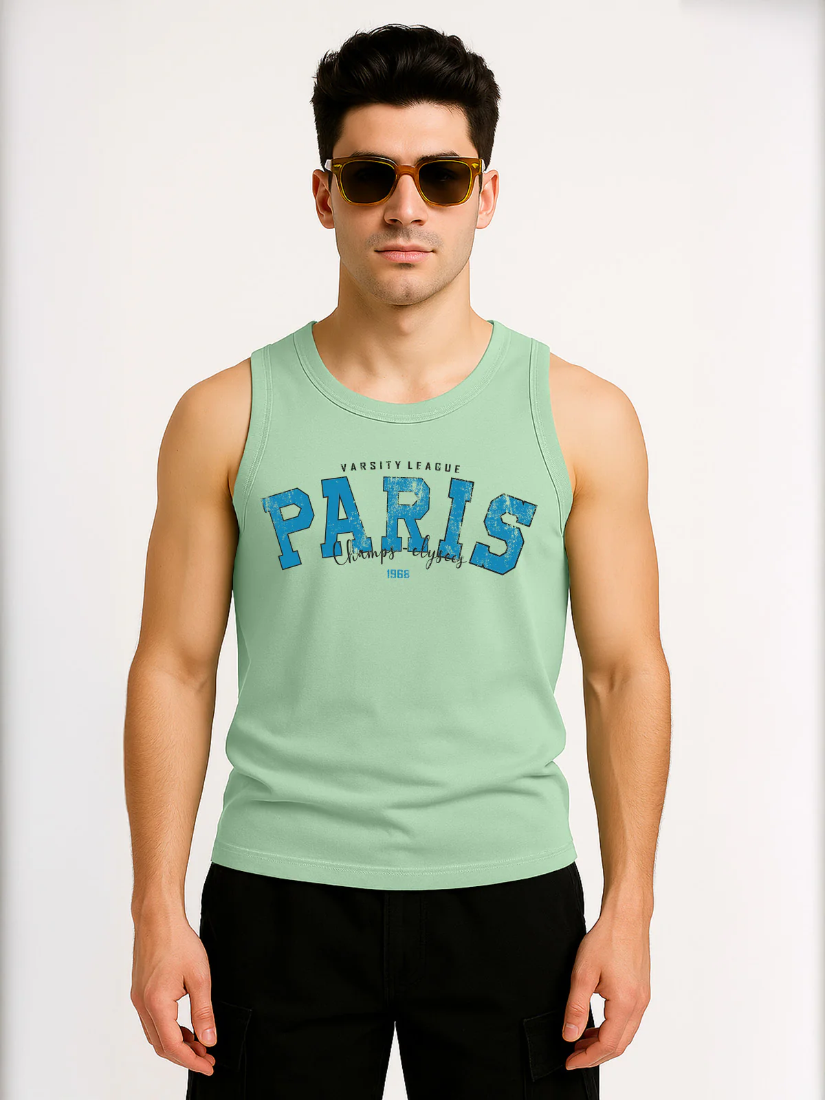 Paris Fog Green Regular Fit Printed Vest