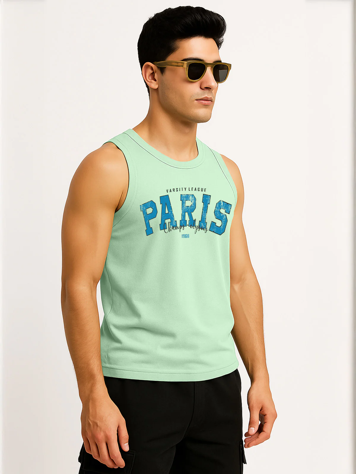Paris Fog Green Regular Fit Printed Vest - Image 2