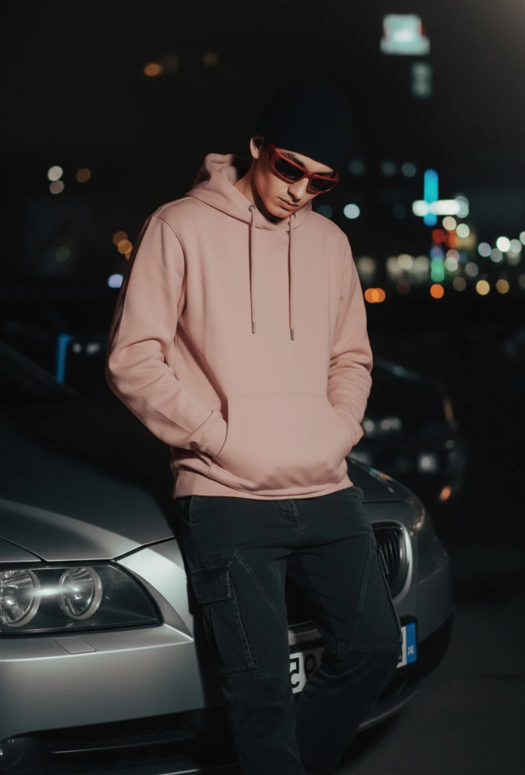 Peach Plain Oversized Fit Hoodie - Image 2
