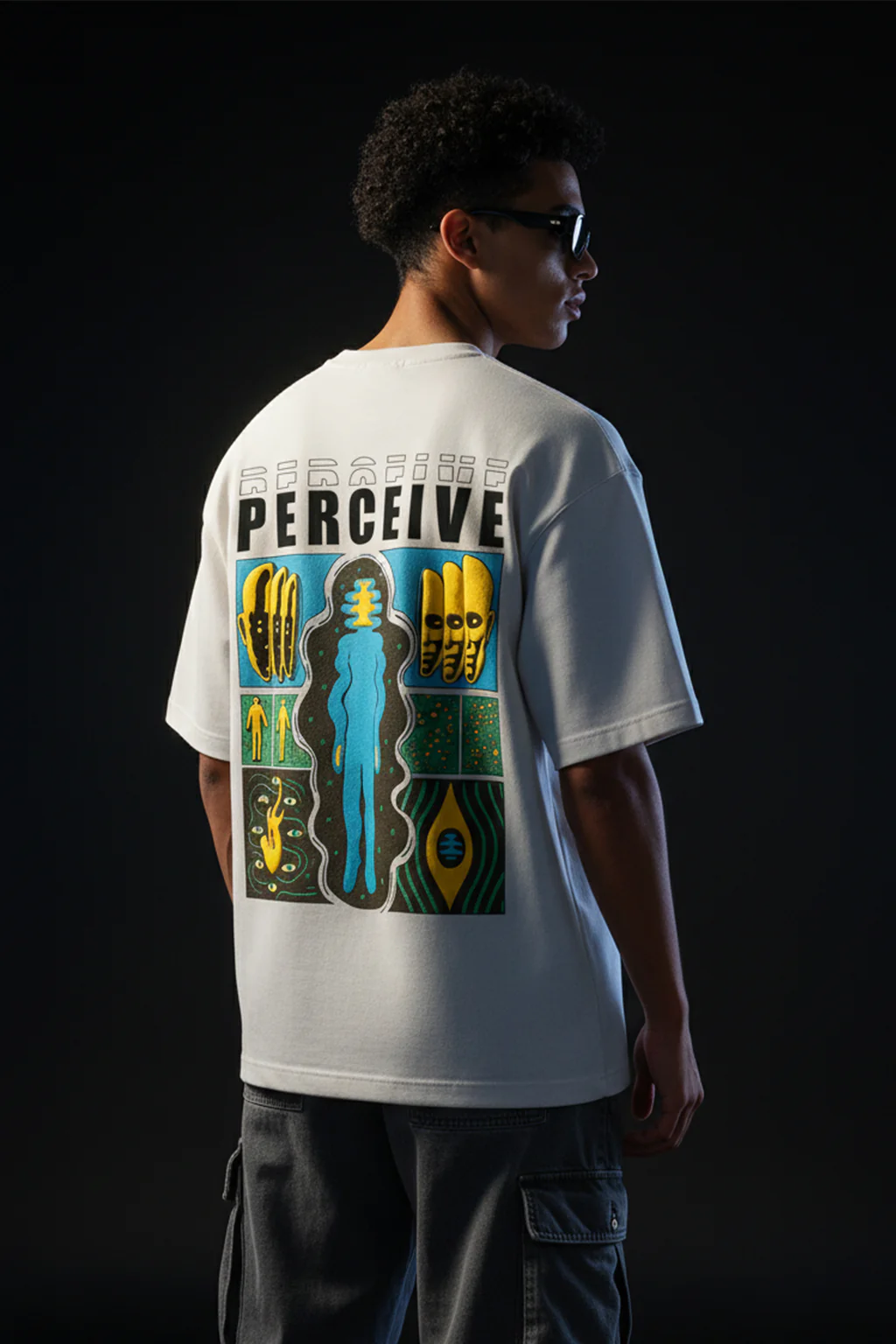 Perceive White Oversized Puff Printed Exclusive T-shirt - Image 3