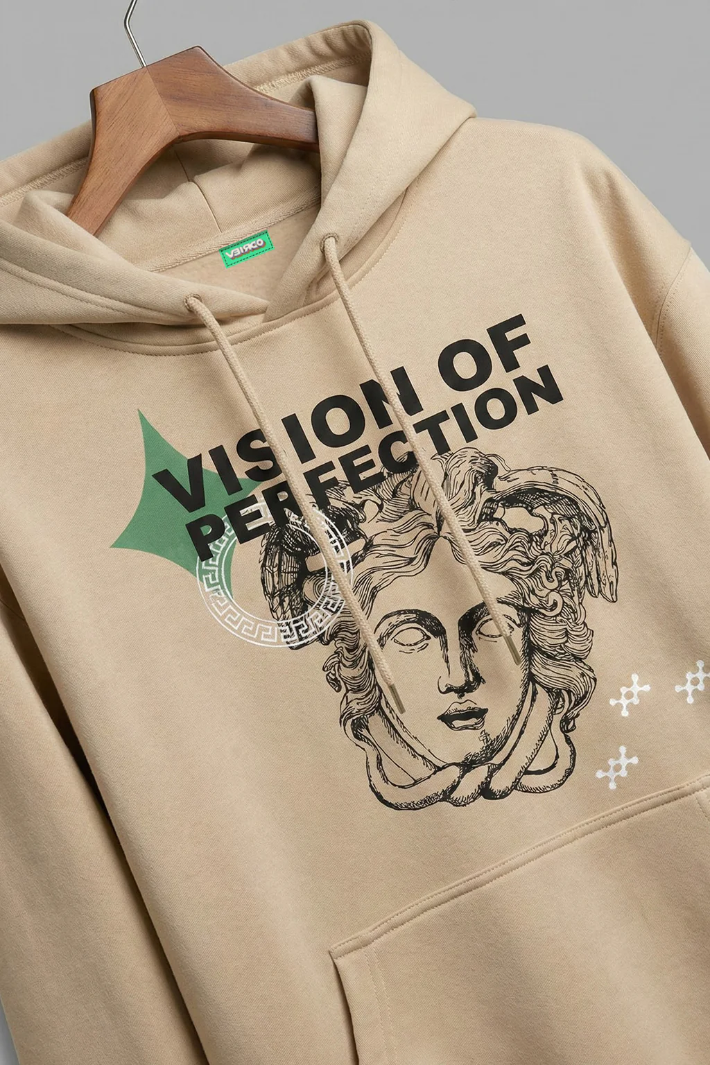 Masterpiece in Beige: Men's Perfection Print Oversized Hoodie - Image 3