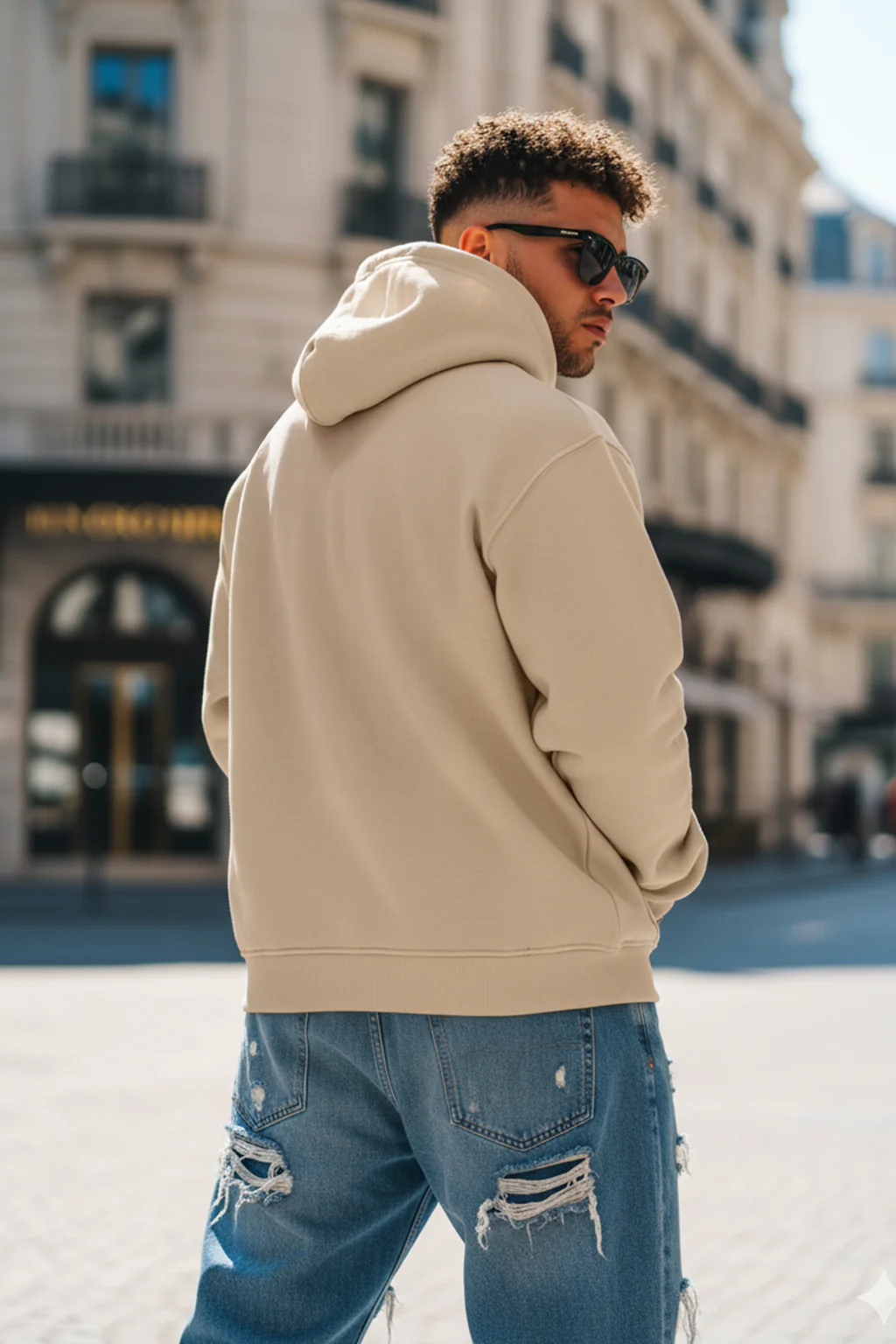 Masterpiece in Beige: Men's Perfection Print Oversized Hoodie - Image 6