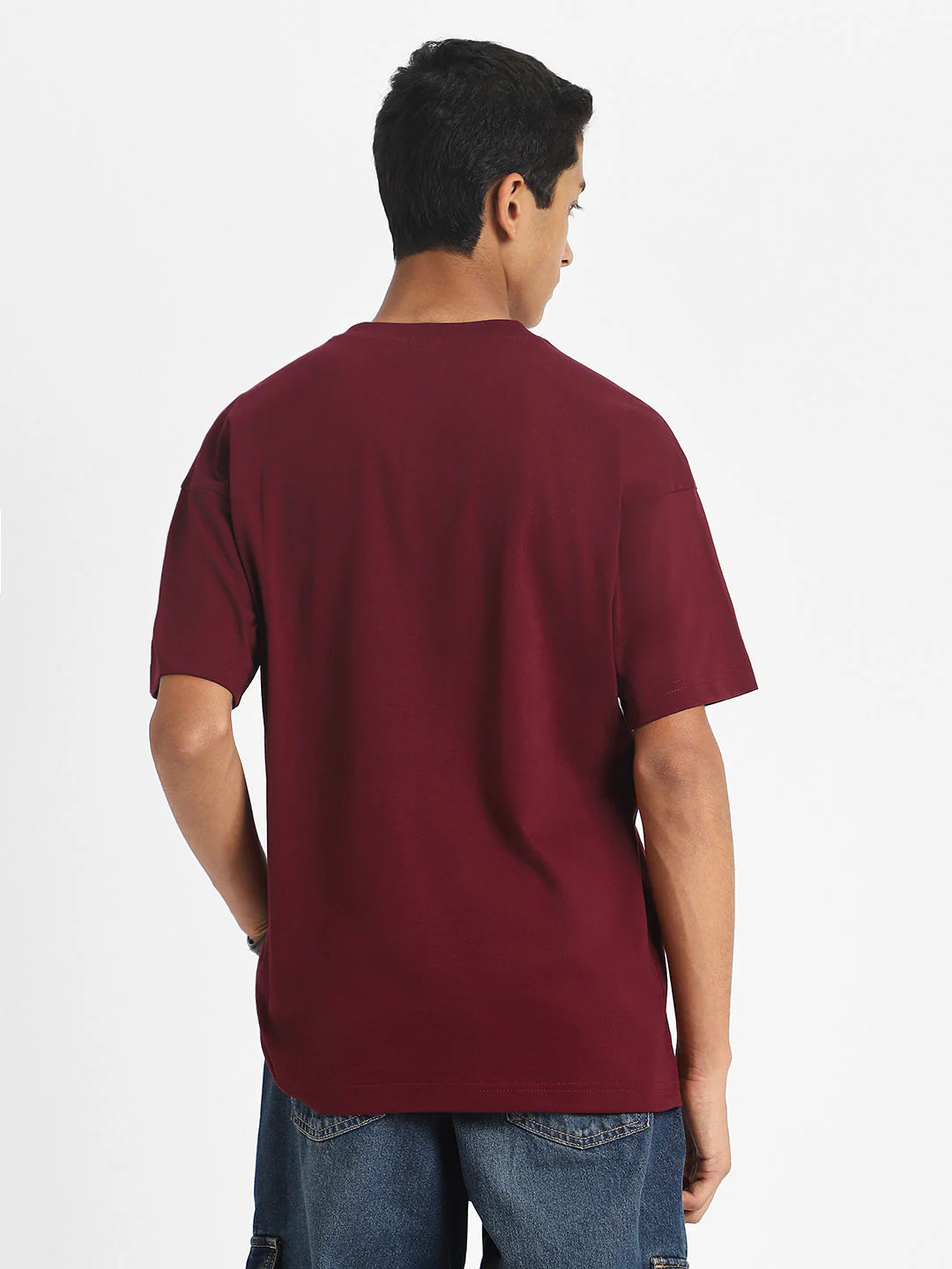 Pizza Maroon Oversized Graphic Pocket Printed Boys T-shirt - Image 4