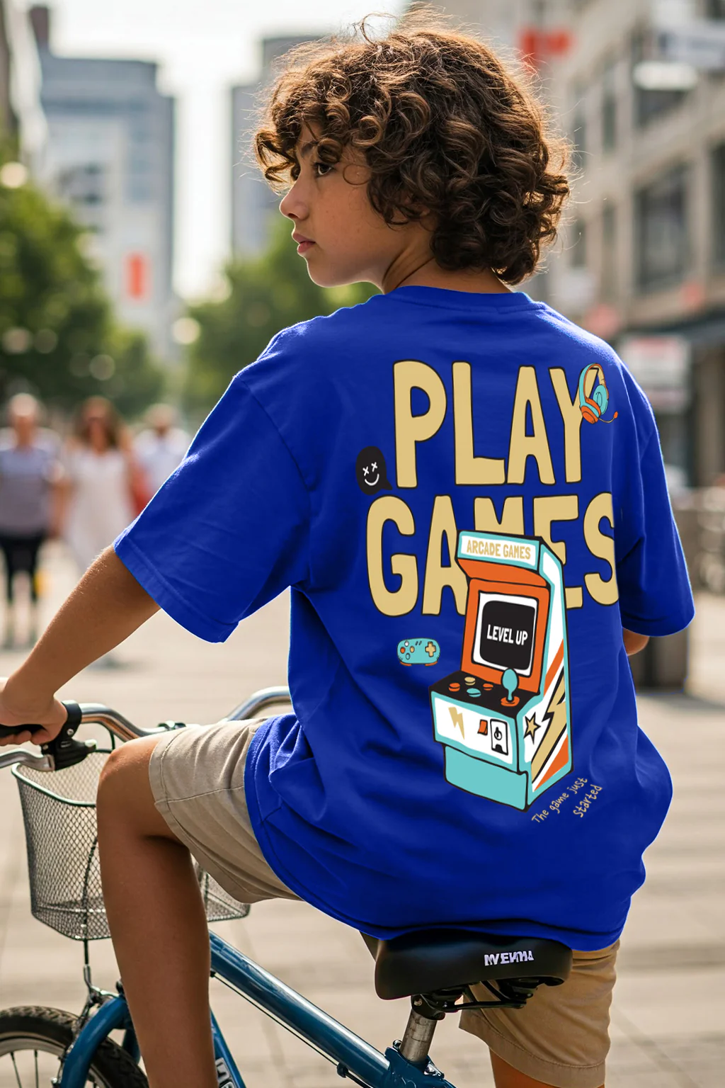 Play Game Royalblue Oversized Graphic Printed Boys T-shirt