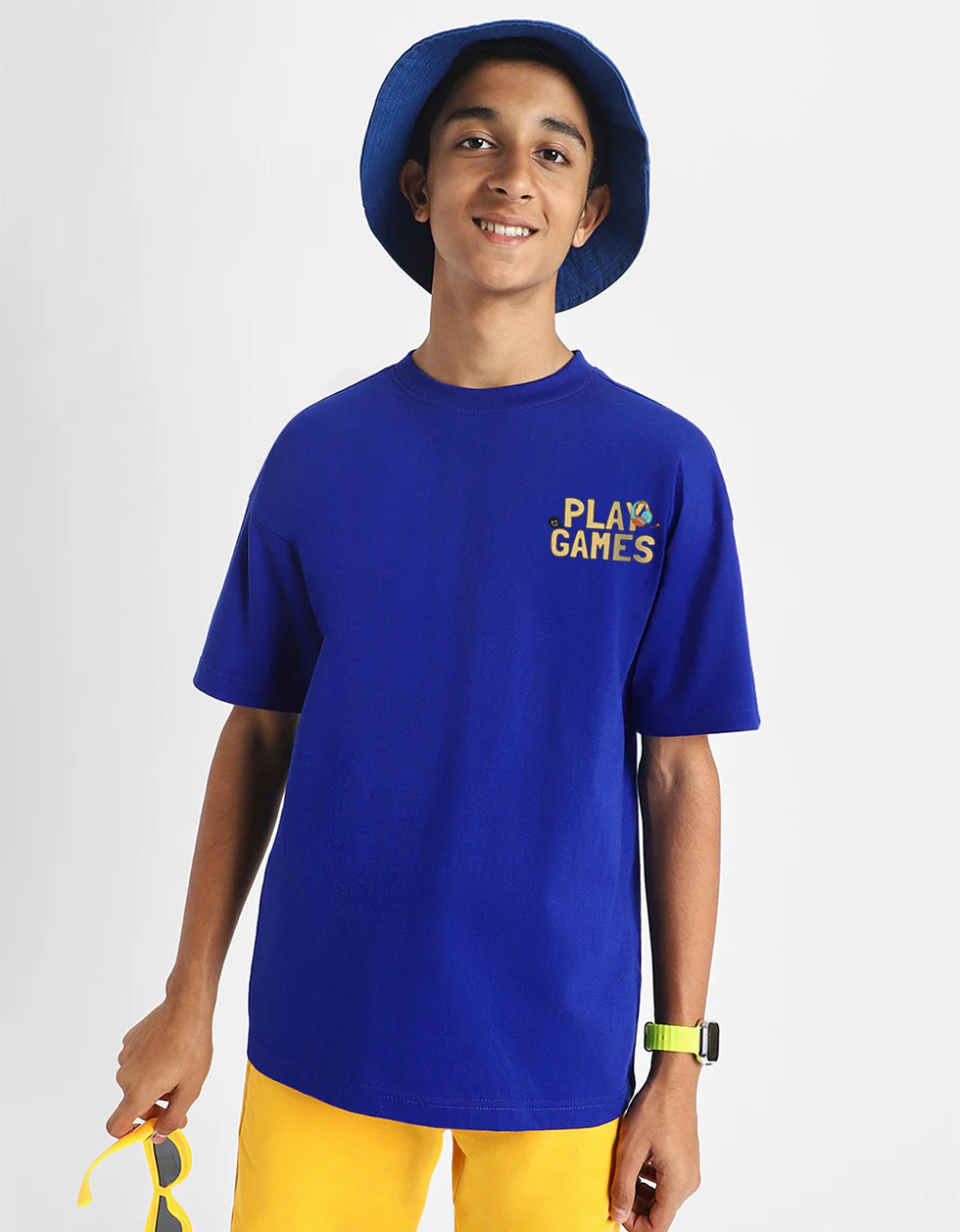Play Game Royalblue Oversized Graphic Printed Boys T-shirt - Image 6
