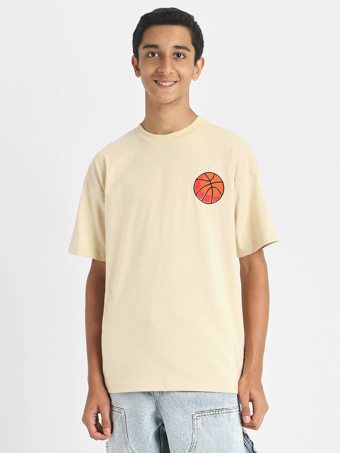 Basket Ball Swanwhite Oversized Graphic Back Printed Boys T-shirt - Image 3