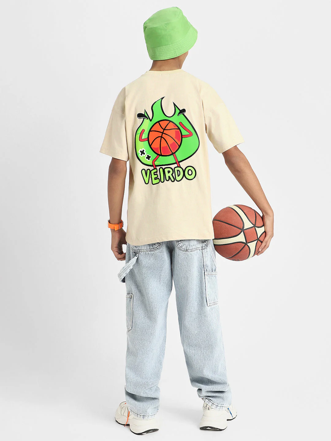 Basket Ball Swanwhite Oversized Graphic Back Printed Boys T-shirt - Image 8