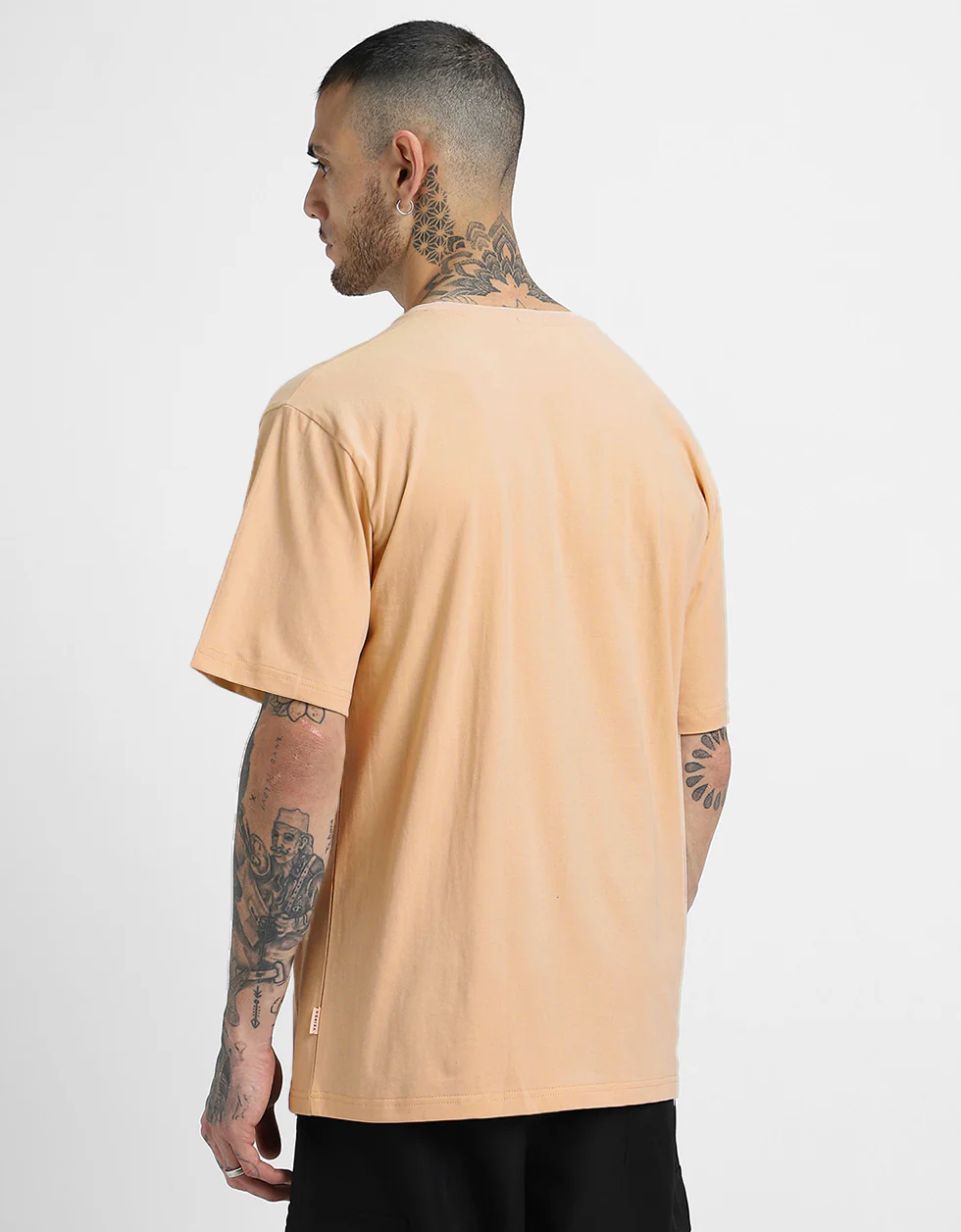 POKER Beige Oversized Front Graphic Printed T-shirt - Image 3