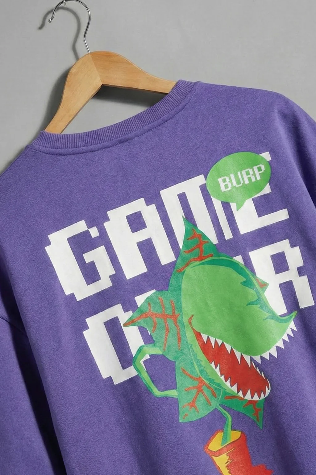 Purple Game Over Back Typographic Printed Sweatshirt - Image 3