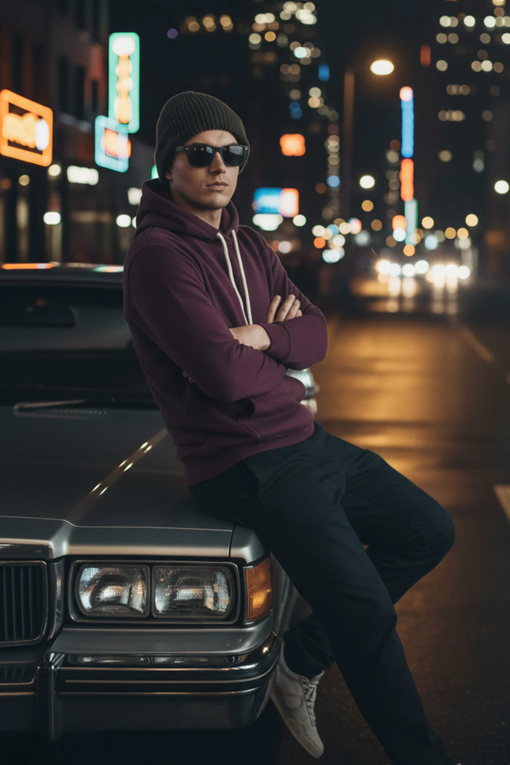 Purple Plain Regular Hoodie - Image 3