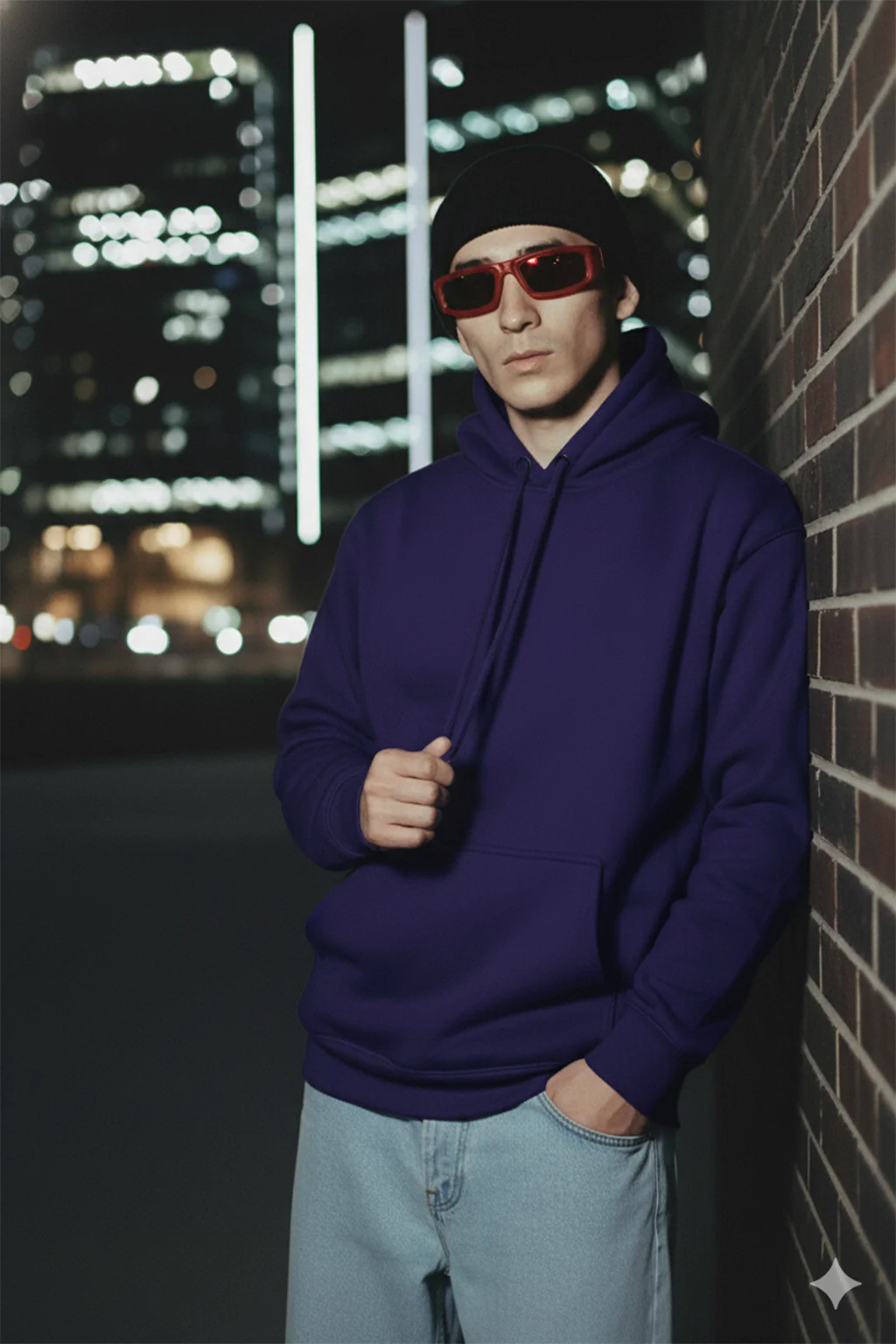 Purple Plain Oversized Fit Hoodie - Image 4