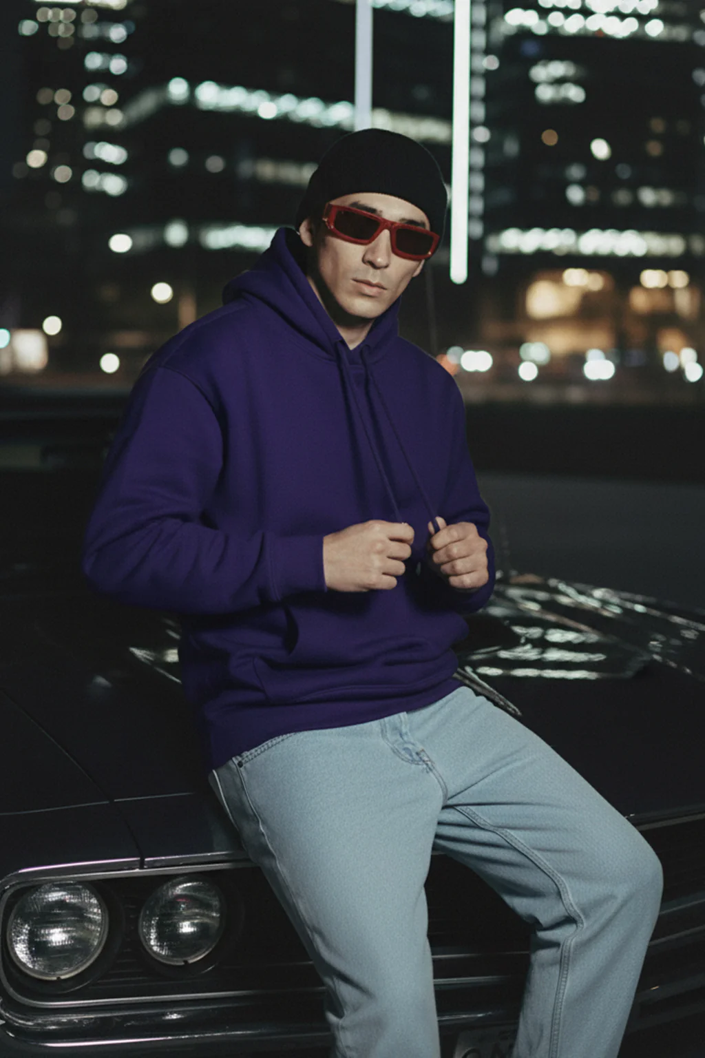 Purple Plain Oversized Fit Hoodie - Image 7